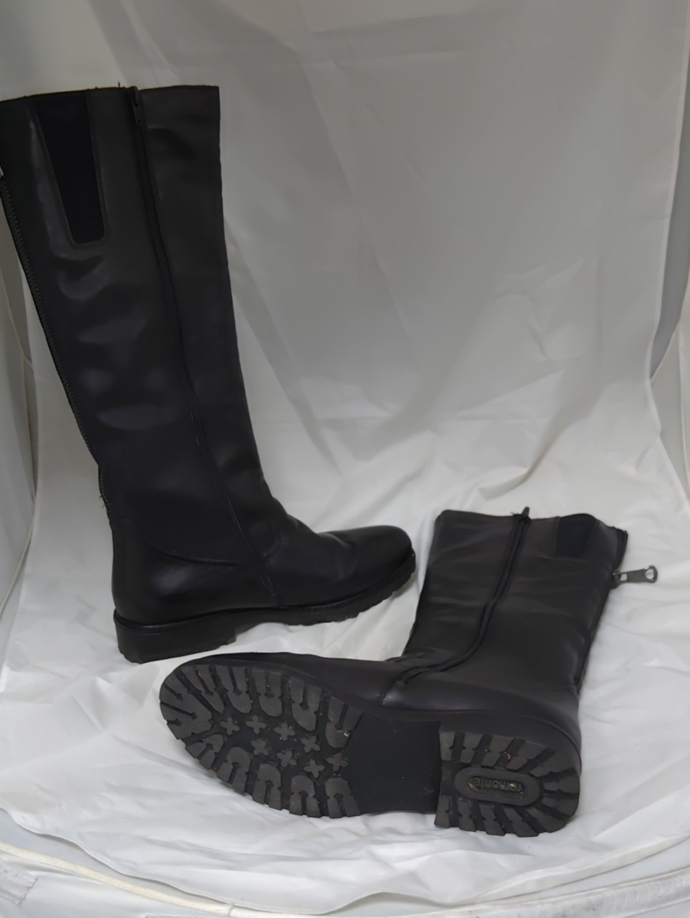 Remonte R6576-01 Black Leather Knee Boots with Side and Rear Zip - Size 11 43